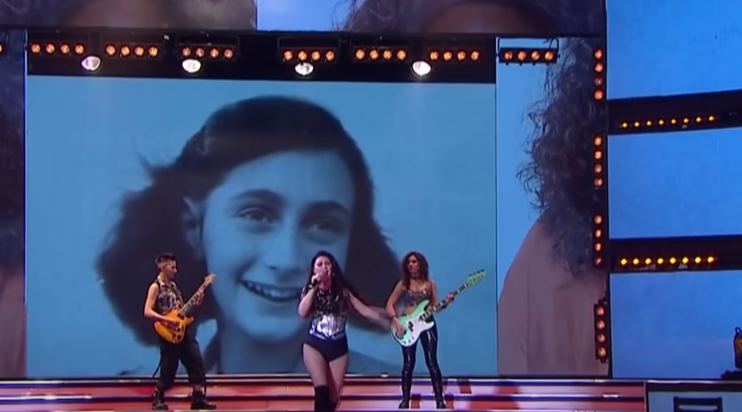 The face of Anne Frank projected in an episode of "Showmatch" in Argentina